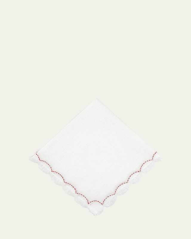 Red Petal Embroidered Napkin